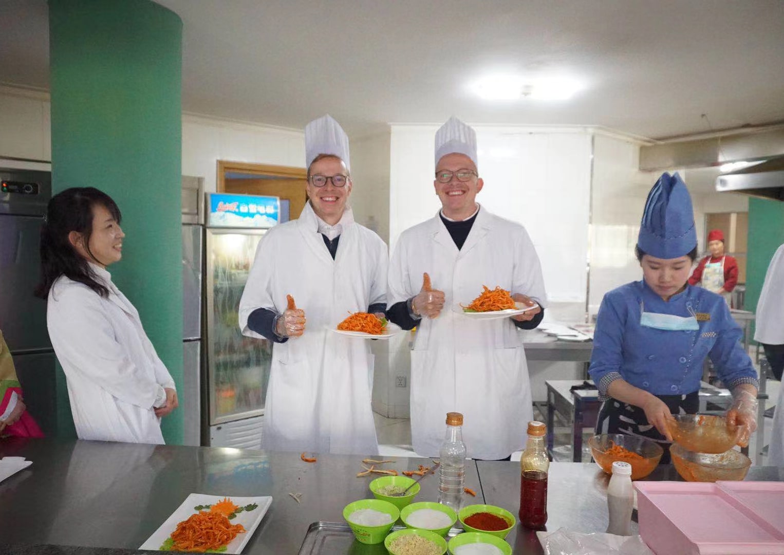 North Korean food cooking lesson in Pyongyang capital of North Korea, DPRK. Trip arranged by KTG Tours