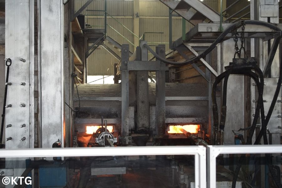 Furnace at the Tae'an friendship glass factory just outside Nampo on the west coast of North Korea. This factory was initially a Chinese-North Korean joint venture