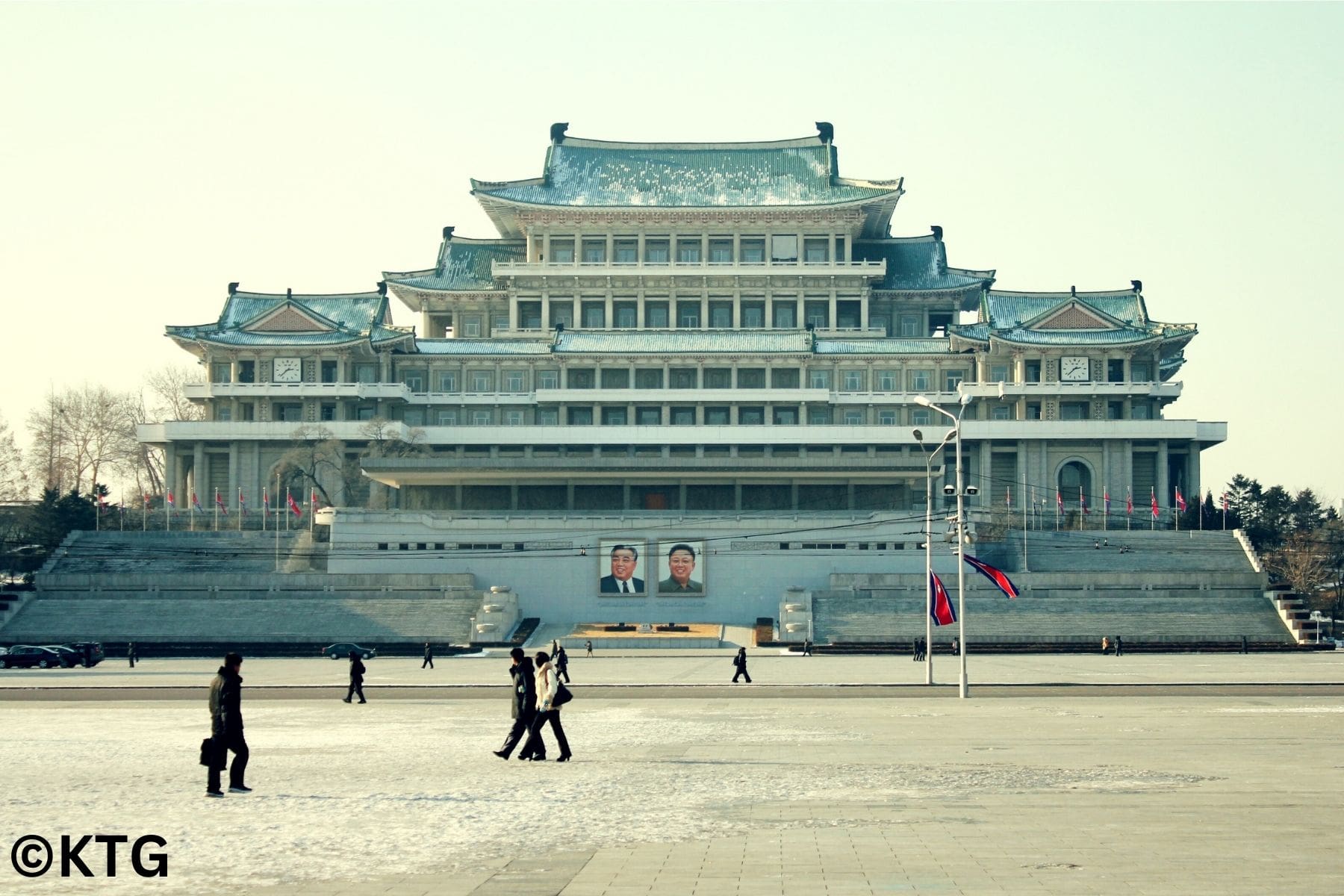 Grand People's Study House in winter, Pyongyang, North Korea, seen from Kim Il Sung Square