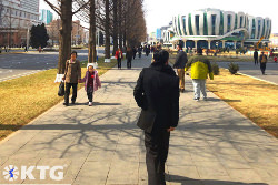 walking through Ryomyong new town in Pyongyang with KTG Tours