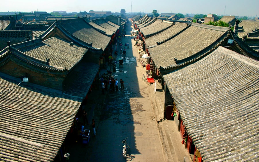 vista de pajaro de la antigua ciudad china de Pingyao en la provincia de Shanxi en China. Viaje a Pingyao con nosotros