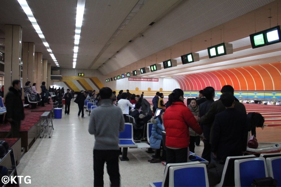 Gold lane bowling alley in Pyongyang in winter with KTG Tours