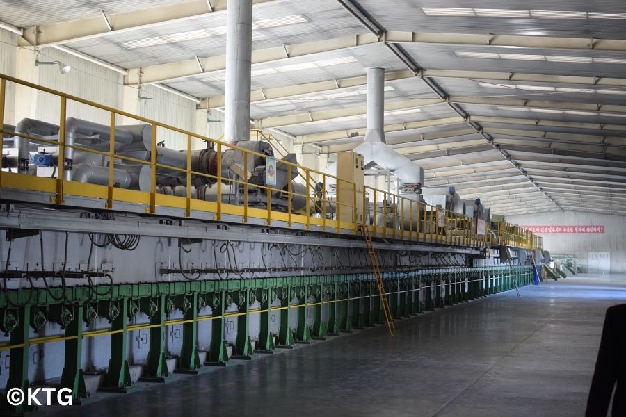 Interior Taean friendship glass factory near Nampo on the west coast of North Korea, the DPRK. Tour arranged by KTG tours