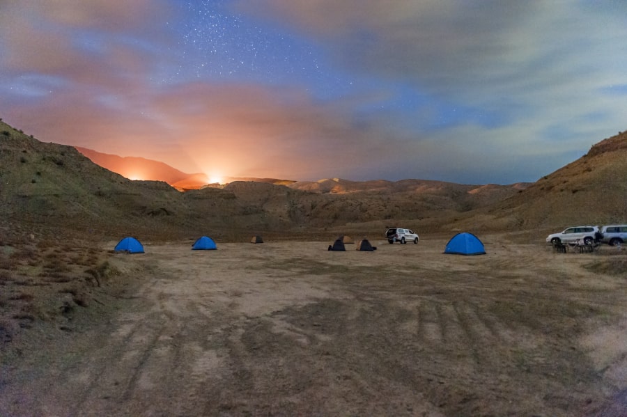 Camping in the Koepet Dag mountains in Turkmenistan