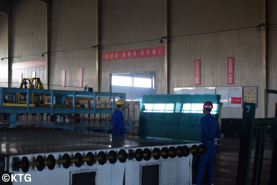 Workers at the Taean glass factory in north Korea Tour arranged by KTG Tours