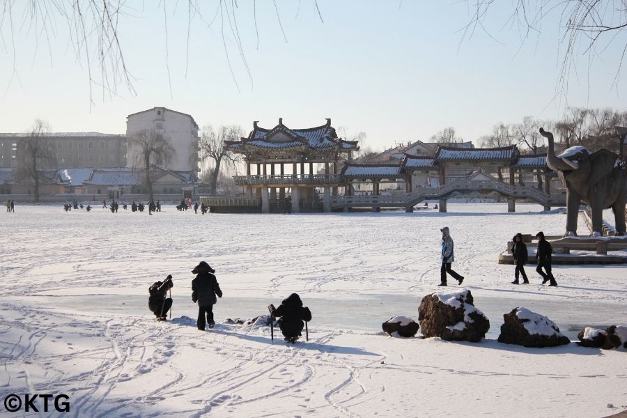 Children ice skating in Sariwon city in North Korea. Sariwon is the capital of North Hwanghae Province and is the third largest city in DPRK. Join KTG for our North Korea New Year's Tour!