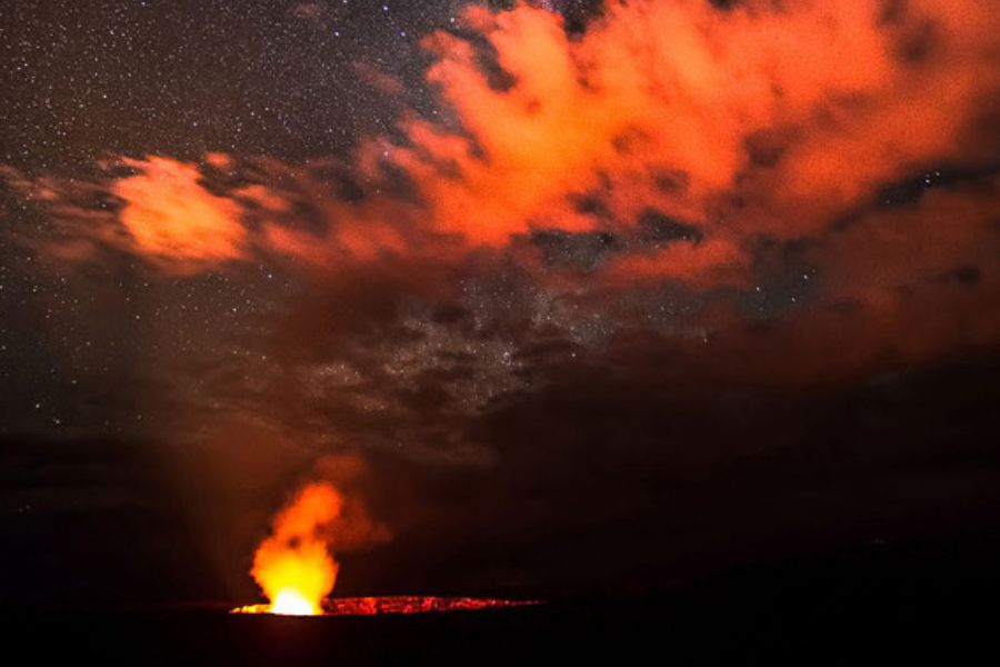 stars at night seen from the Darvaza Crater in Turkmenistan