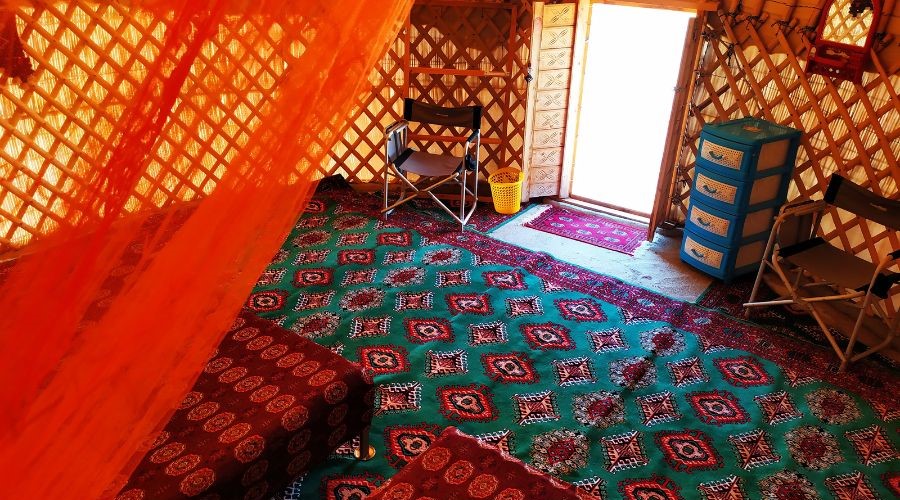 Yurt at the Darwaza Crater, Turkmenistan