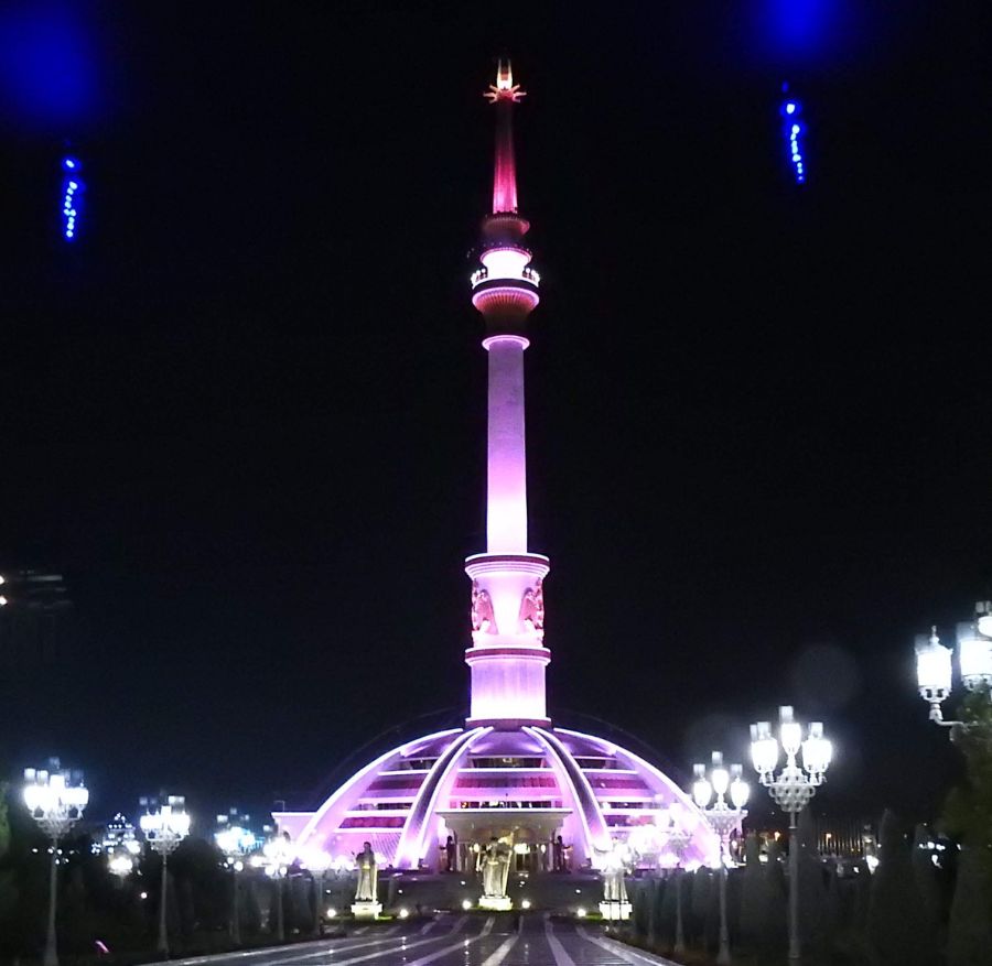 Night views of independence square in Ashgabat at night, Turkmenistan