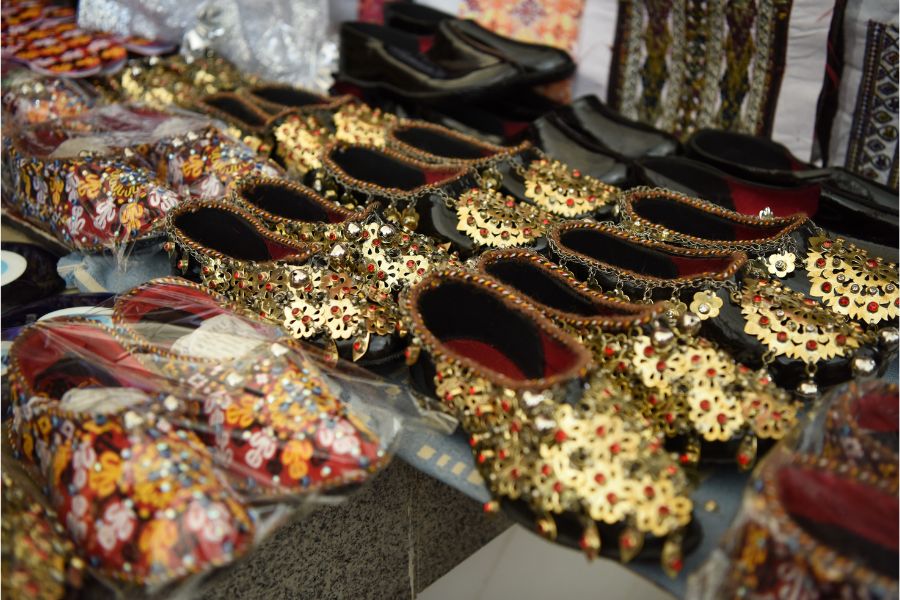 Shoes at a bazaar in Ashgabat capital of Turkmenistan