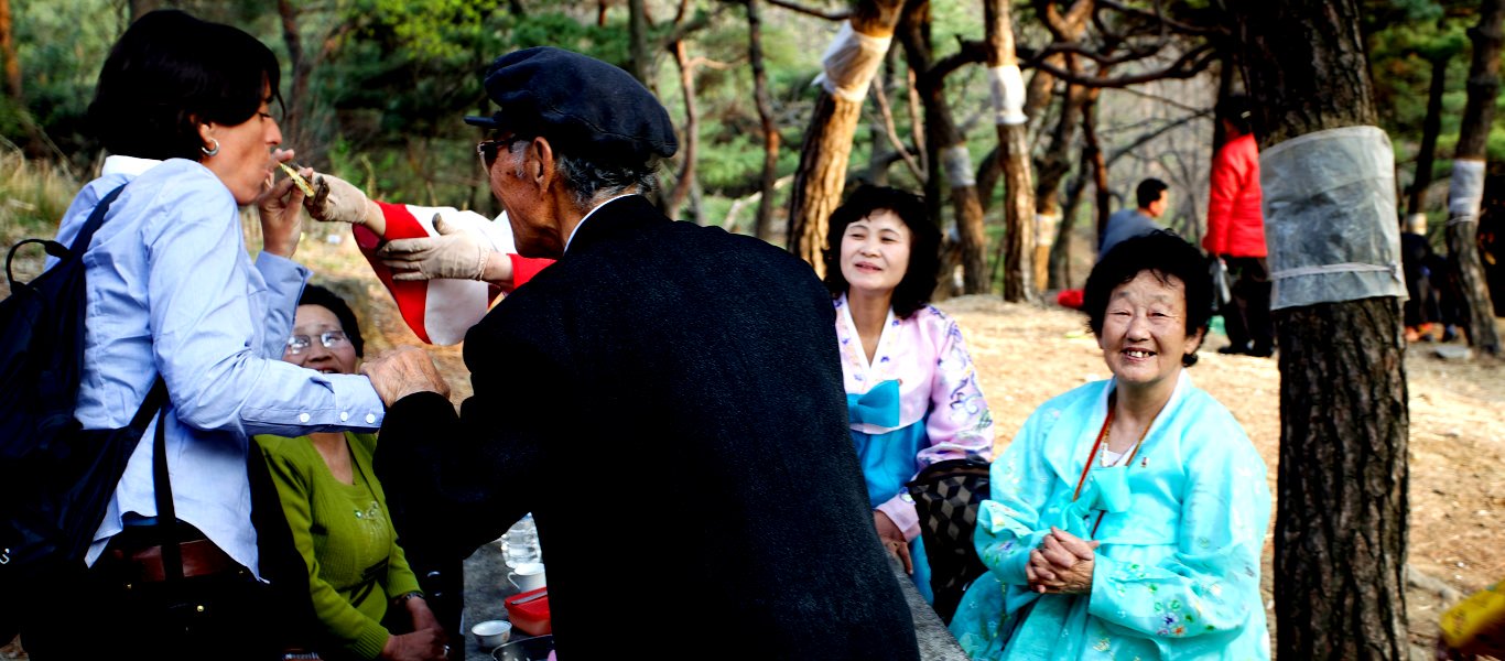 Picnic in a park in Pyongyang with North Koreans on the Birthday of Kim Il Sung