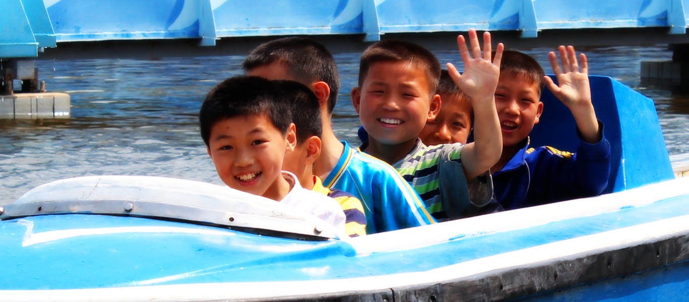 North Korean children in an amusement park
