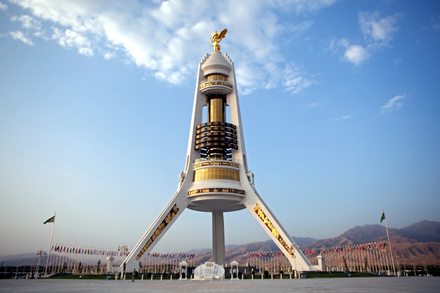 Neutrality Arch in Ashgabat capital Turkmenistan