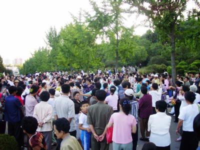 People dancing in Pyongyang